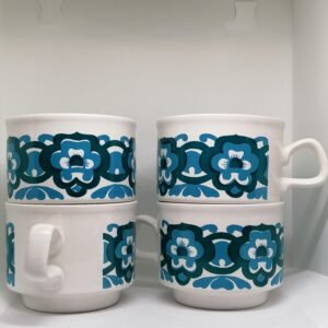 tasse flower power couleur bleue année 70