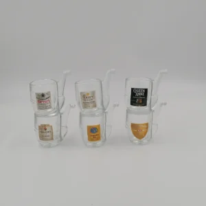 lot de 6 shooters en verre en forme de pipe avec une marque de whisky différente sur chaque verre