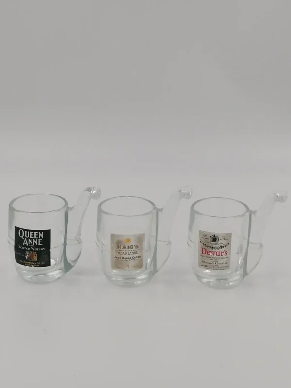 lot de 6 shooters en verre en forme de pipe avec une marque de whisky différente sur chaque verre