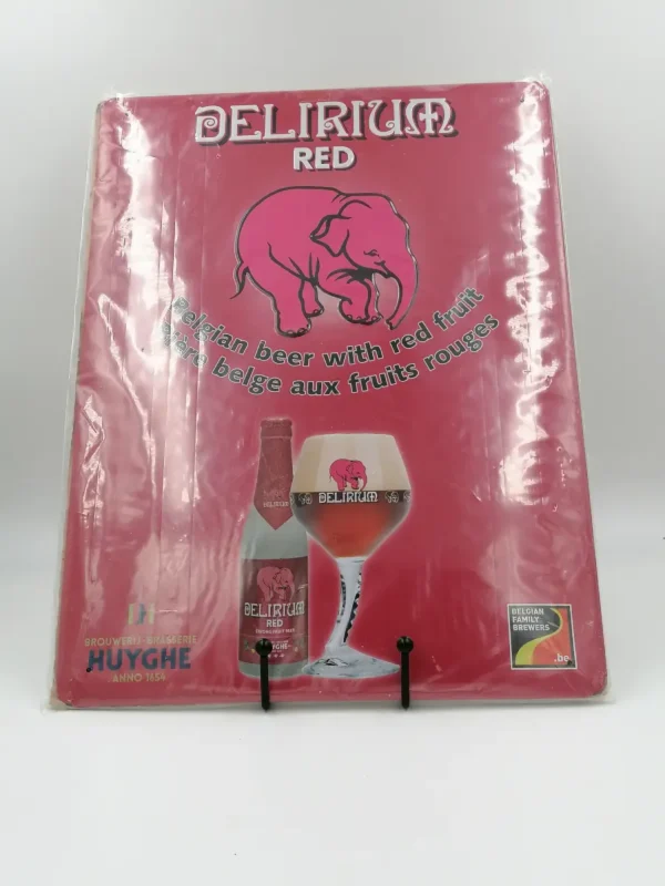 plaque publicitaire bière belge delirium red