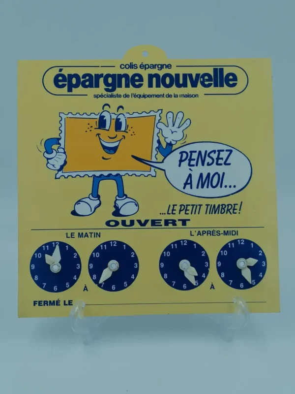 plaque horaire epargne nouvelle vintage